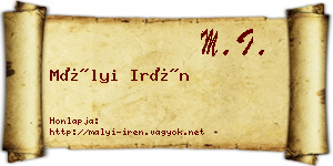 Mályi Irén névjegykártya